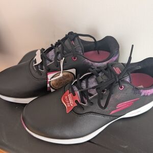 Skechers Black Go Golf Pro Golf Shoes with Pink Highlights